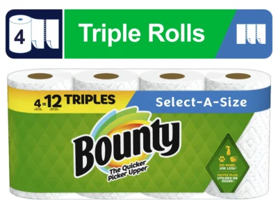 Select-a-Size Paper Towels 4 Triple Rolls White Clean Up The Mess Faster Soft and Strong Like Cloth and Cleans