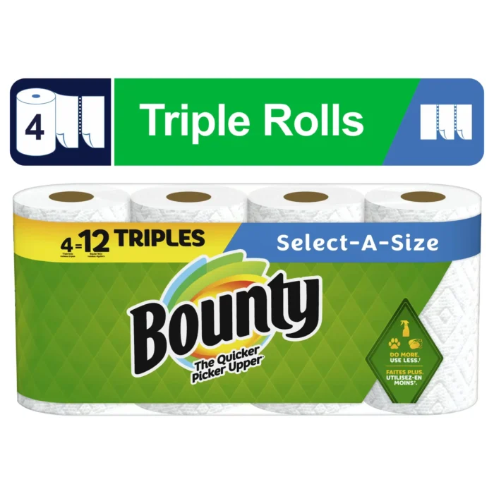 Select-a-Size Paper Towels 4 Triple Rolls White Clean Up The Mess Faster Soft and Strong Like Cloth and Cleans