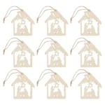 20pcs Jesus-Styled Wooden Pendants – Christmas Tree Ornaments, Home Festival Gift, Religious, Child, & Light House Decorations