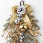 Artificial Christmas Wreath – Rattan Golden Garland for Front Door, Wall Hanging, & Indoor/Outdoor Decor