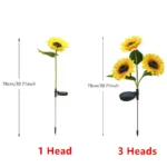 3-Head LED Solar Sunflower Lights - Outdoor Landscape Lamps for Garden, Yard, and Lawn Decor, Christmas Flower Night Lights