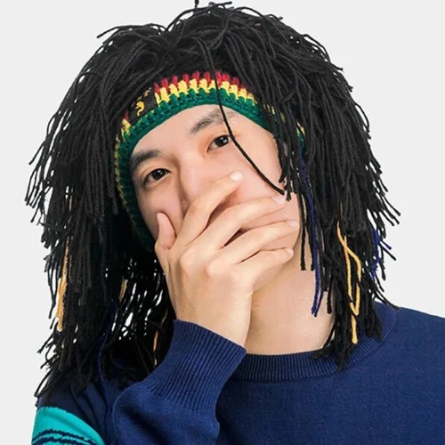 Rasta Wig Beanie – Handmade Crochet Hip Hop Cap, Warm Winter Hat, Perfect for Halloween - Image 3