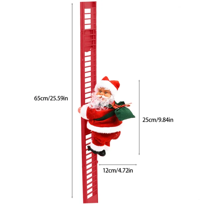 Electric Climbing Ladder Santa Claus – Music & LED Lights for Xmas Tree Decorations & Hanging Ornaments