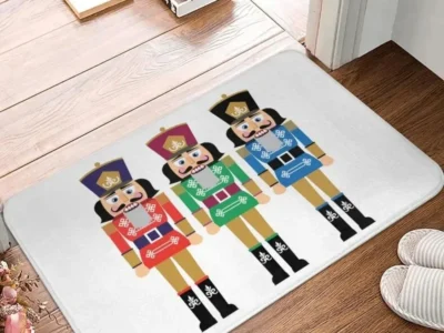 Christmas Nutcracker Doormat – Anti-Slip Entrance Rug for Kitchen, Hallway, Balcony, and Living Room, Festive Bathroom Foot Pad