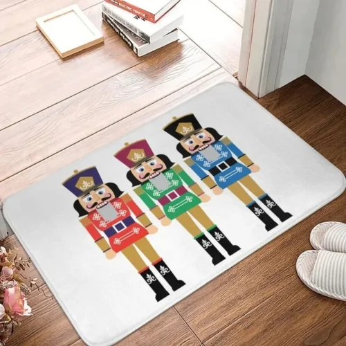 Christmas Nutcracker Doormat – Anti-Slip Entrance Rug for Kitchen, Hallway, Balcony, and Living Room, Festive Bathroom Foot Pad