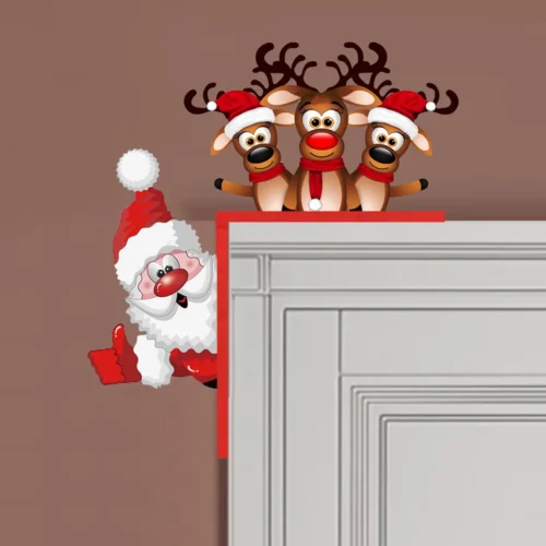 Santa Claus Christmas Green Monster Door Corner Decoration DIY Stitching Creatives Home Decor Funny Grinch Decorations