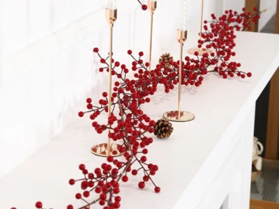 1PC Artificial Red Berry Vine – Hanging Decoration for Homes, Restaurants, Shops, Hotels, & Commercial Spaces