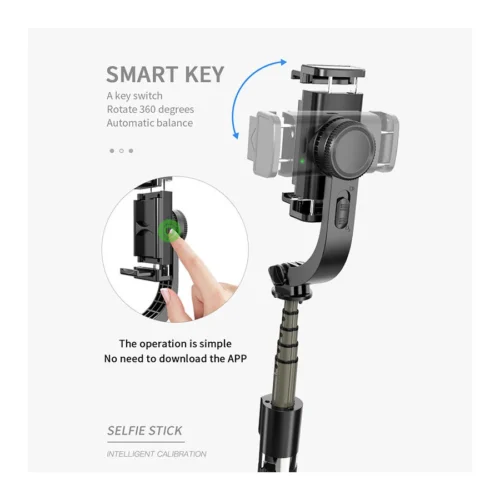 Handheld 1-Axis Gimbal Stabilizer, Selfie Stick with Tripod Stand, Bluetooth Remote, Anti-Shake Design