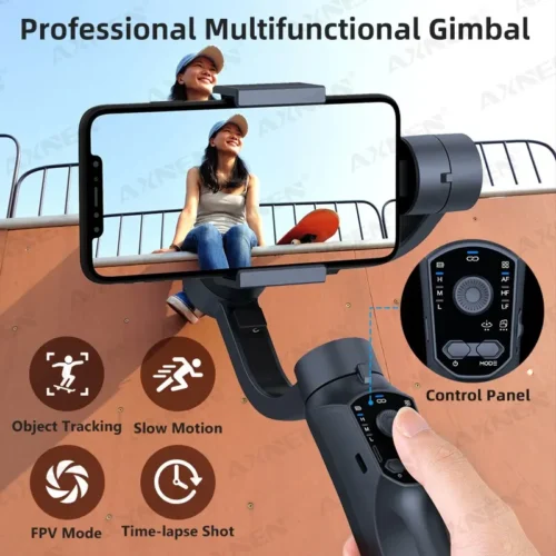 F10 3-Axis Handheld Gimbal Stabilizer, Face Tracking Selfie Stick, Bluetooth Smartphone Stabilizer