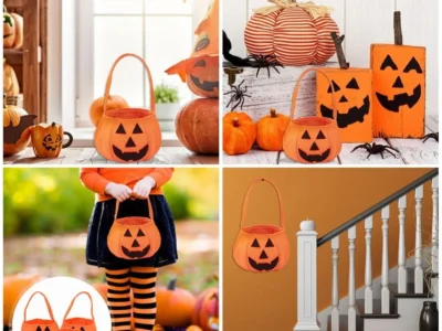 1/2/5 Packs Halloween Candy Bags for Kids – Non-Woven Handbags for Costume Parties, 3 Bags Per Pack