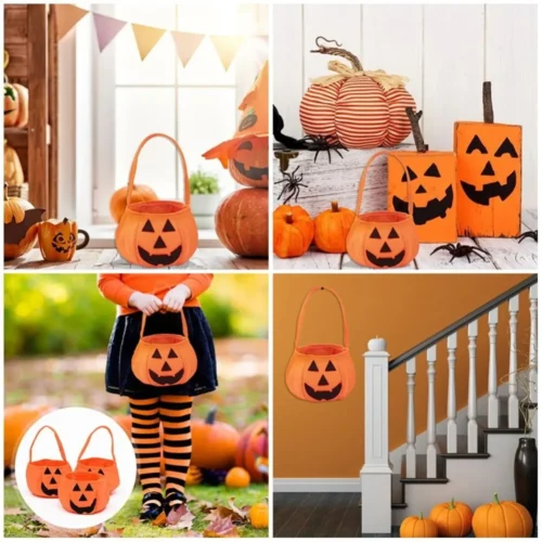 1/2/5 Packs Halloween Candy Bags for Kids – Non-Woven Handbags for Costume Parties, 3 Bags Per Pack