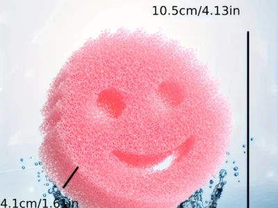 Happy Face Dual-Sided Sponge Set – Scratch-Free, Deep Cleaning Sponge for Kitchen, Bathroom, and More, Ergonomic Polyurethane Design