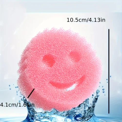 Happy Face Dual-Sided Sponge Set – Ergonomic, Scratch-Free Cleaning for Kitchen & Bathroom
