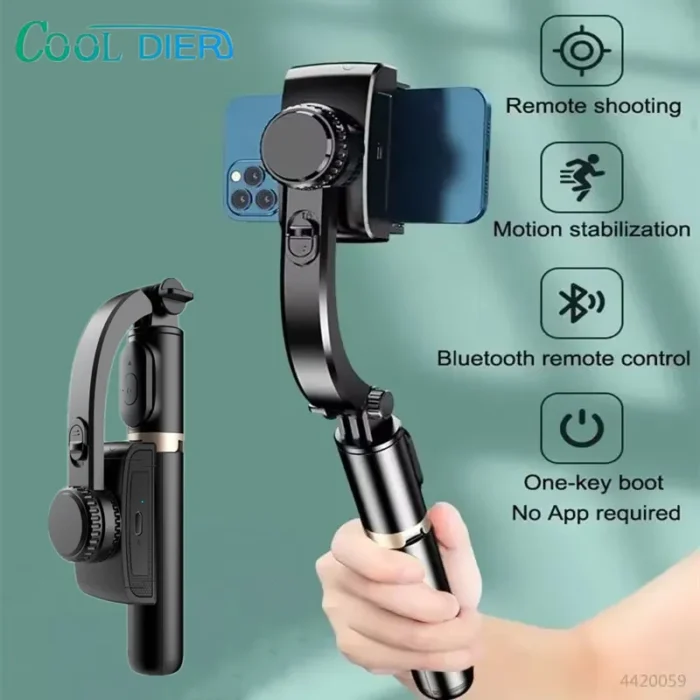 Wireless Bluetooth Phone Gimbal Stabilizer | Selfie Stick Tripod with Stabilizer Holder Bracket for Smartphone Live Streaming