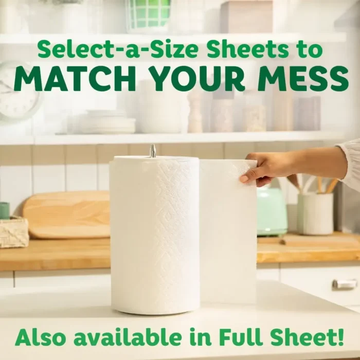 Triple Rolls, White, 135 Sheets Per Roll, 12 Count, More Absorbent for Cleaning Up Messes Around the House