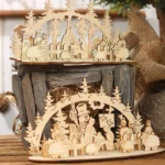 Wooden Nativity Scene Ornament – 3D Silhouette Set, Birth of Jesus Christmas Decoration, Woodcraft Christmas Gifts