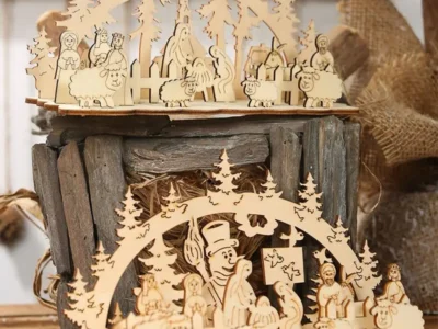 Wooden Nativity Scene Ornament – 3D Silhouette Set, Birth of Jesus Christmas Decoration, Woodcraft Christmas Gifts