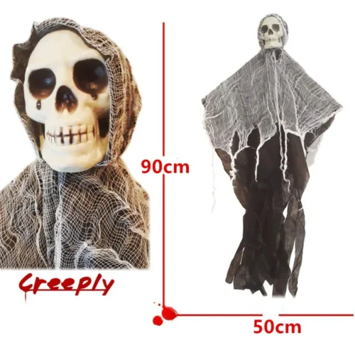 1PC Halloween Hanging Ghost Skull Gauze for Front Door Decoration Halloween Indoor Outdoor Horror House Decoration Props - Image 2