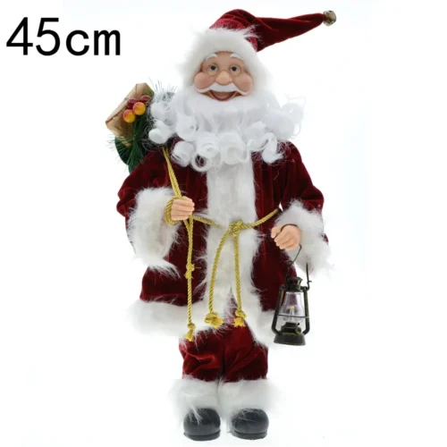 New Year Christmas Santa Claus Doll Figurine – 45cm Big Standing Figure for Home Decor, Navidad Tree Ornaments