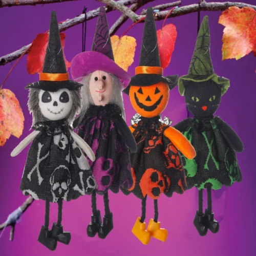 Halloween Ghost, Witch, Pumpkin, and Black Cat Hanging Pendants