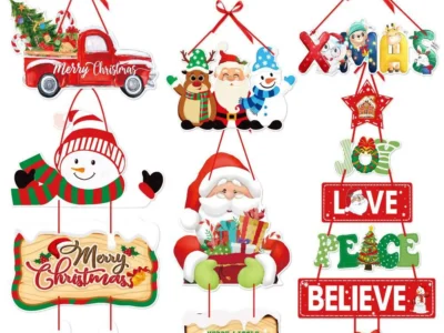 Christmas Door Hanger & New Year Party Pendants - Santa Claus, Snowman, Elk Paper Banner | Merry Christmas Home Decoration