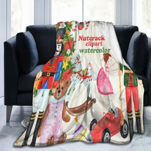 Nutcracker Christmas Tree Star Throw Blanket – Ultra Soft Velvet, Lightweight and Durable Bed Quilt, Stylish Home Decor
