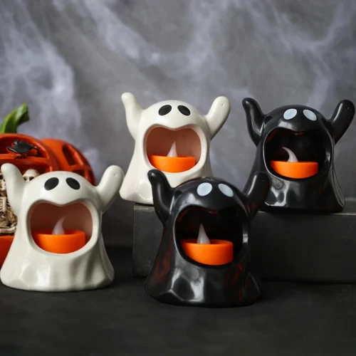 Halloween Ghost Candle Holder – LED Candlestick Lighting - Image 2