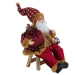 14-inch Sitting Santa Claus Figurine Christmas Figure Decorations Hanging Xmas Tree Ornament Santa Doll Toy Collectible