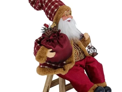 14-inch Sitting Santa Claus Figurine Christmas Figure Decorations Hanging Xmas Tree Ornament Santa Doll Toy Collectible