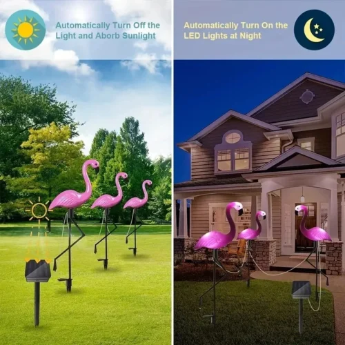 Solar Flamingo Outdoor Decor | 3PCS Solar Flamingo Ground Lamps for Garden and Patio
