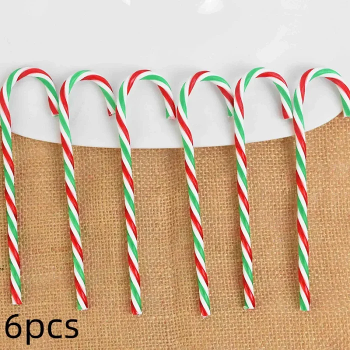 6pcs Christmas Candy Cane Pendants – Red Candy Crutch Xmas Tree Hanging Decoration for Home, New Year Gifts, Navidad Noel Ornaments