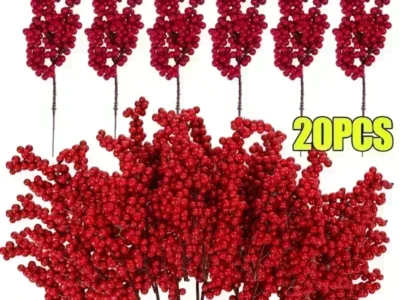 5/10/20PCS Artificial Red Berry Branches – Christmas Decoration for Xmas Trees, Parties, Home Ornaments, & Fruit Wreaths