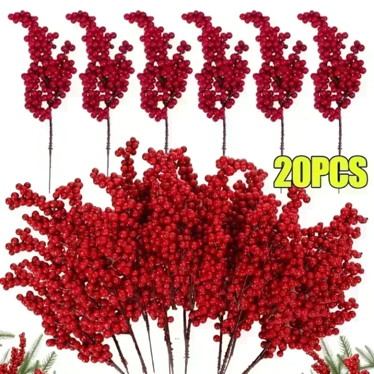 5/10/20PCS Artificial Red Berry Branches – Christmas Decoration for Xmas Trees, Parties, Home Ornaments, & Fruit Wreaths