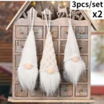 6pcs Christmas Mini Doll Tree Pendant Xmas Decoration for Home Gnome Doll Kids New Year Gifts Navidad