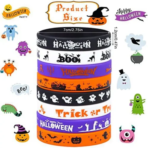 12/24pcs Happy Halloween Silicone Wristbands – Kids Gifts, Treats, Carnival Ghost Party Favors - Image 2