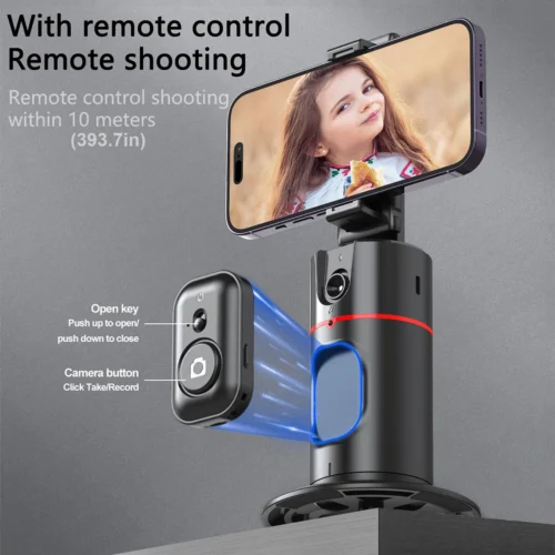 360 Degree Tracking Phone Holder, Foldable Stand with 360° Surround Shooting