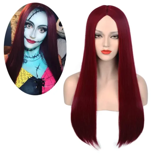 Wine Red Sally Wig for Women – 26'' Long Straight Synthetic Hair