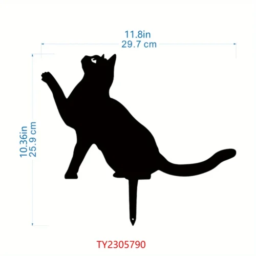 Metal Cat with Butterfly Fence Decoration | Cute Decorative Outdoor Statue for Cat Lovers’ Yard