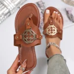 Sandals with New Gold Buckle - Rubber Soft Soles, All-Matching Outdoor Wear Slippers