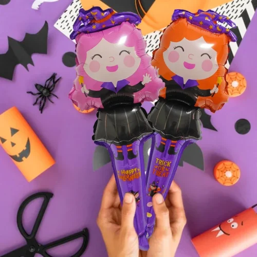 10/30pcs Halloween Balloon Stick Set – Witch, Pumpkin, Cat, and Ghost Balloons - Image 6