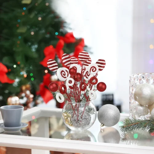 Christmas Candy Cuttings – Artificial Branch Pendant for Xmas Tree Decoration, New Year Gifts & Party Supplies