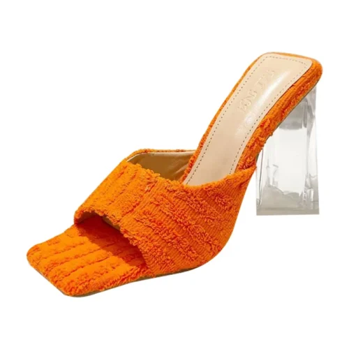 Open Toe Women's Slippers - Fashion Narrow Band Slip-On High Heel Slides, Ladies Outdoor Dress Beach Sandalias