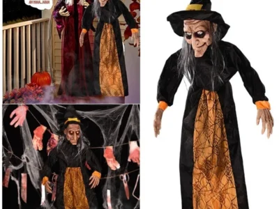 Halloween Witch Ghost Decor Horror Pendant Glowing Prank Props Electric Toys Haunted House Bar Club Home Festival Decoration