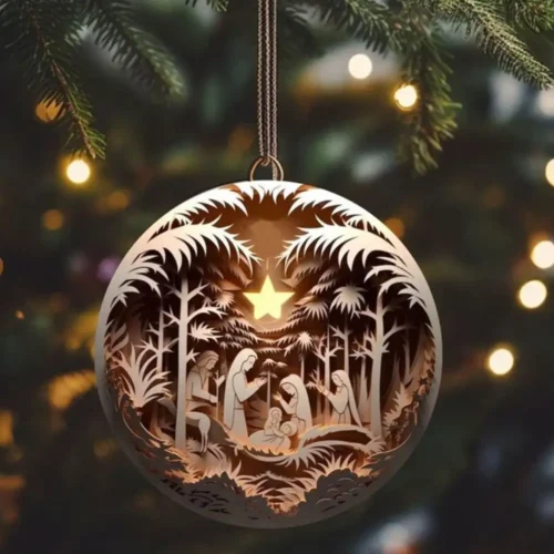 New Creative Painted Nativity Christmas Pendant – Acrylic Hangable Tree Ornaments for Home Decor