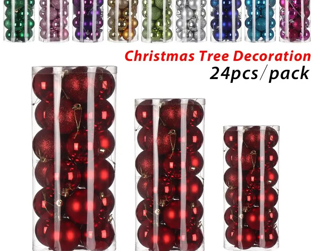 24pcs Christmas Tree Balls – 3/4/6cm Baubles for Xmas Party, Home Decor, Festival Decorations, & Gifts