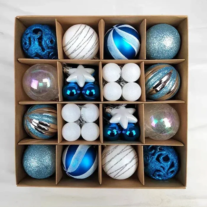 42pcs Christmas Tree Balls – 6cm & 3cm Multicolor Ornaments, Set for Home & Party Decorations