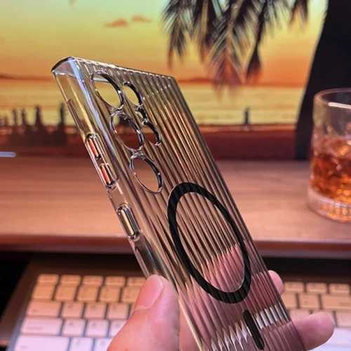 3D Stripes Ultra Thin Magnetic Phone Case for Samsung Galaxy S24 Ultra/S23/S23 Plus – MagSafe Shockproof Hard Cover