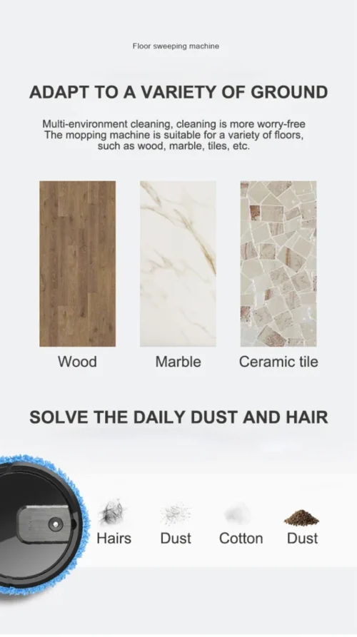 Efficient Sweep and Wet Mop for Floors & Carpets – Wireless, USB Rechargeable Sweeping Robot