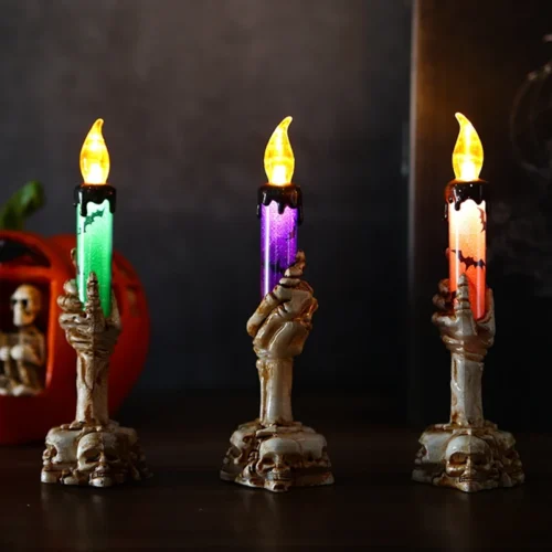 Halloween Party LED Candlelight – Pumpkin, Skull, Skeleton, and Ghost Lanterns, Spooky Festival Decor for Horror Themes - Image 3