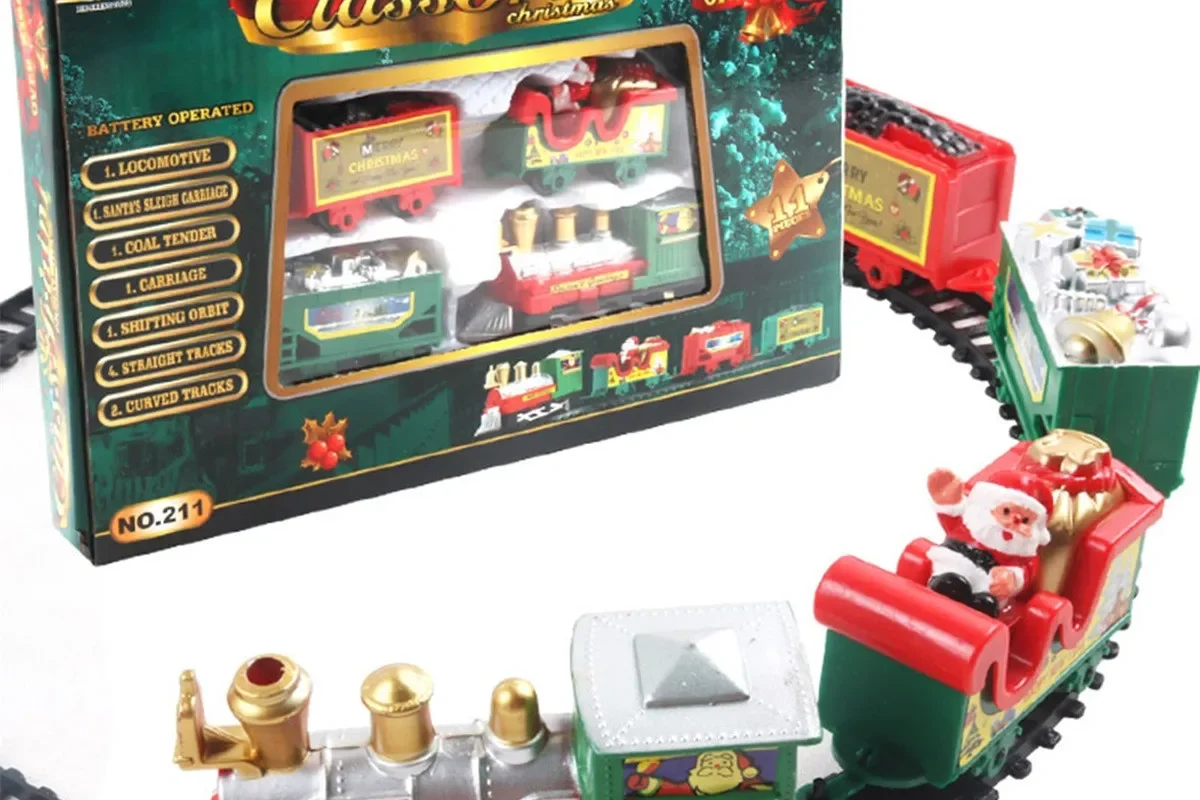 Christmas Realistic Electric Train Set – Easy Assembly, Safe for Kids, Perfect for Xmas Tree Decoration & Home Parties